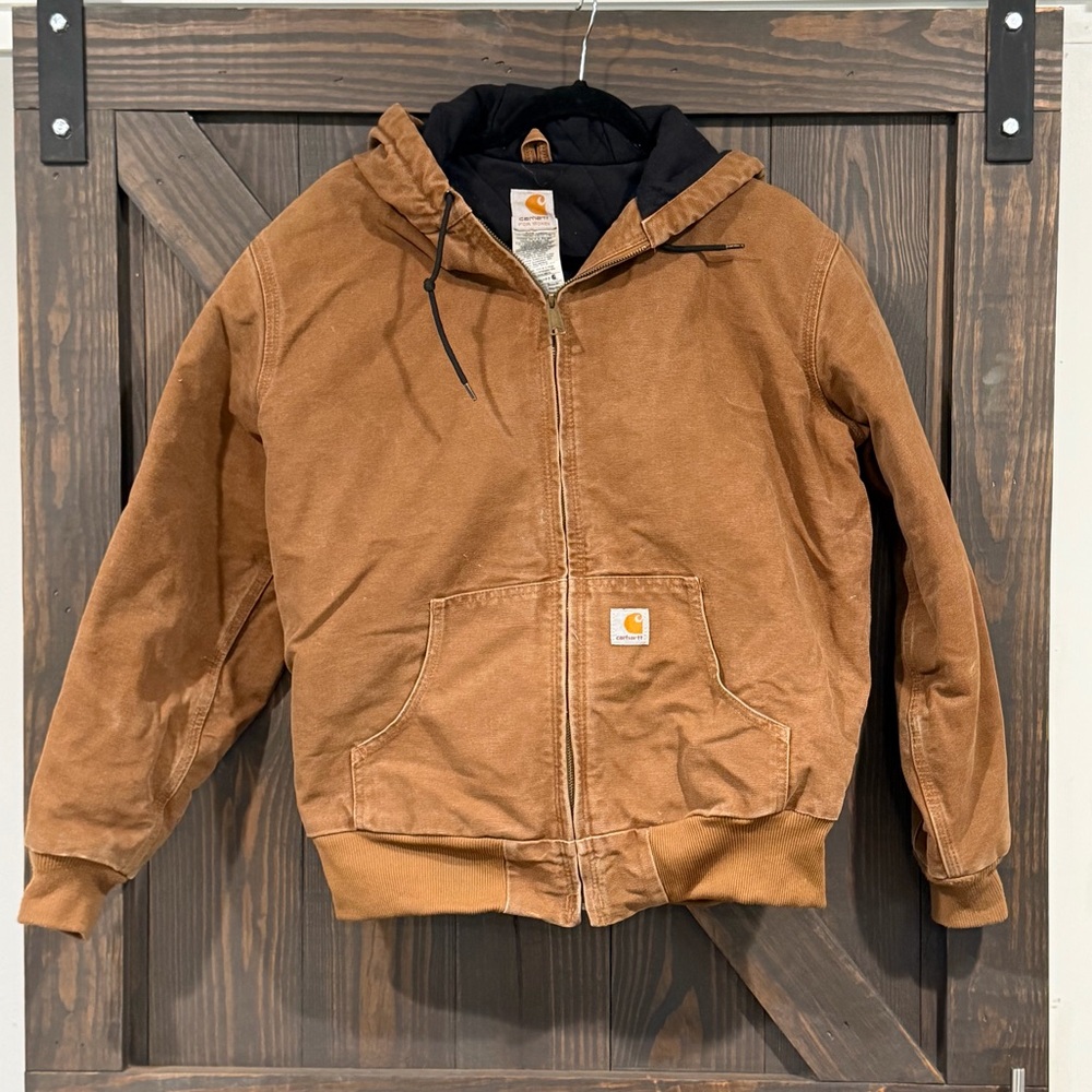 Carhartt Women’s Tan Hooded Zip-Up Jacket Coat Size Large‎